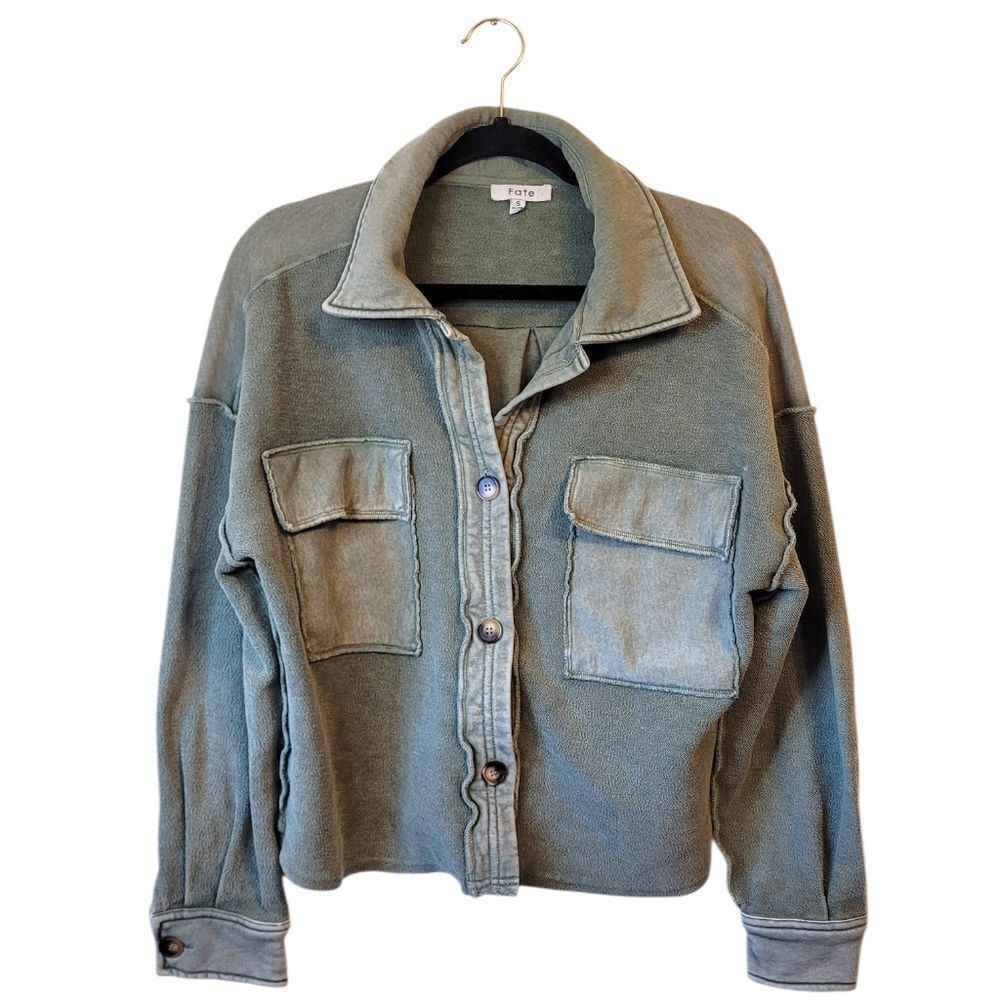 Fate Women's Olive Green Terry Cargo Shirt Size S